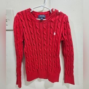 Girls Polo by Ralph Lauren Red Cable Knit Sweater